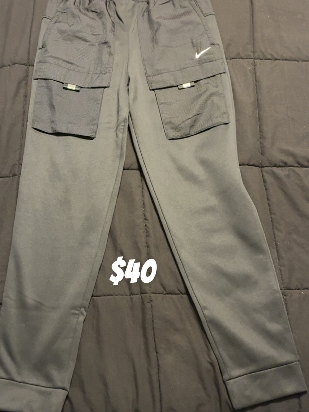 Nike Boys Black Cargo Joggers with Utility Pockets